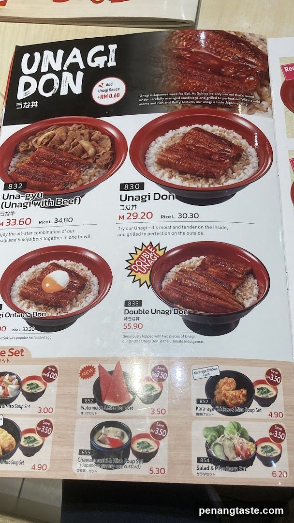 Unagi Don Menu Section
