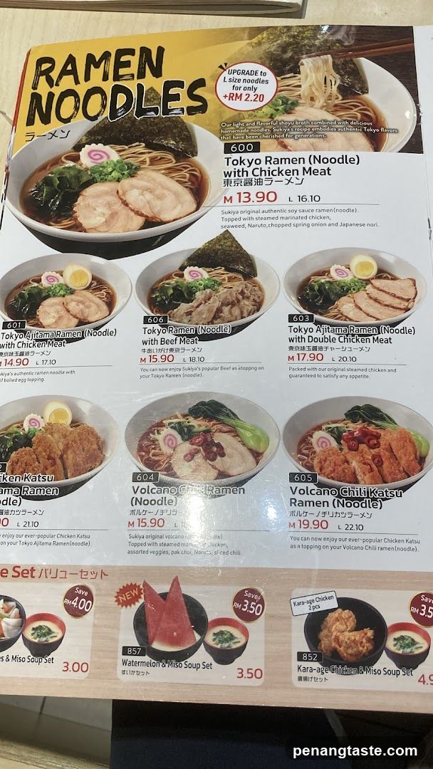 Ramen Noodles Menu