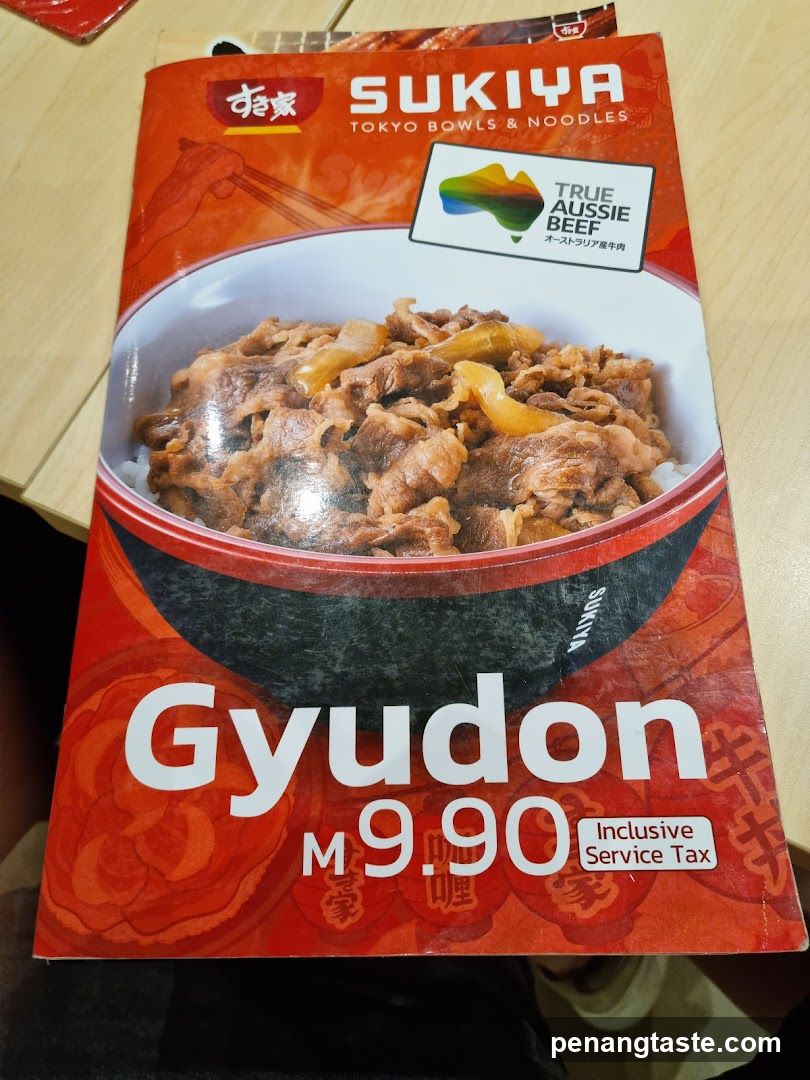 Sukiya Gyudon Menu