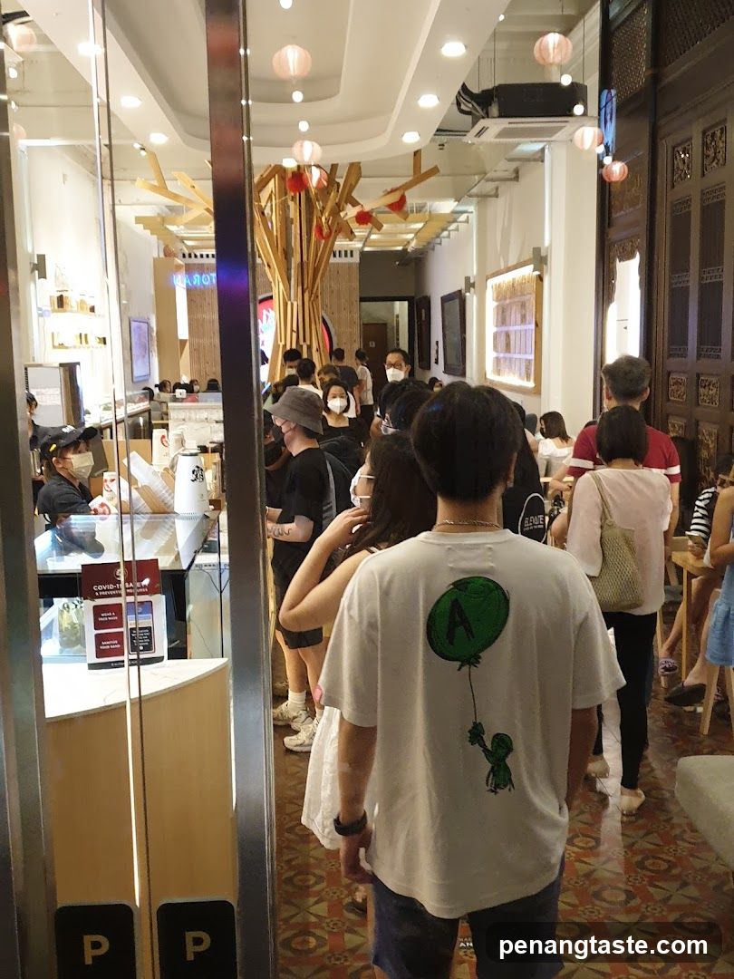 Interior of a busy café or food stall