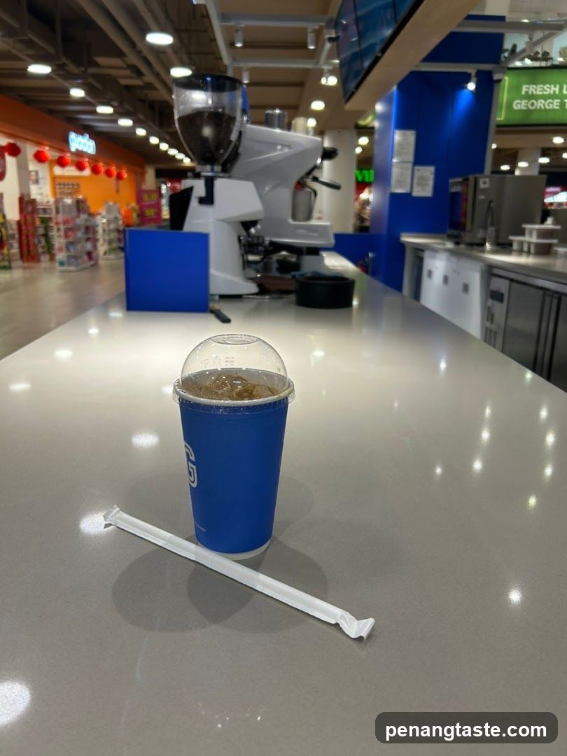 Coffee Shop Interior with Blue Cup