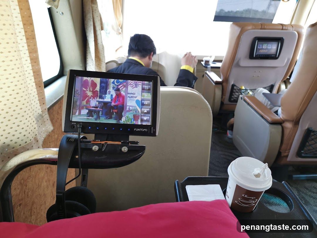 Train Interior with Entertainment Screen