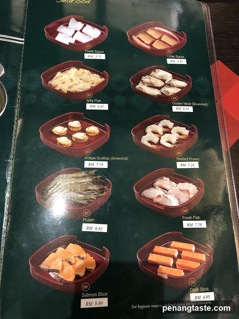 Seafood Menu Page
