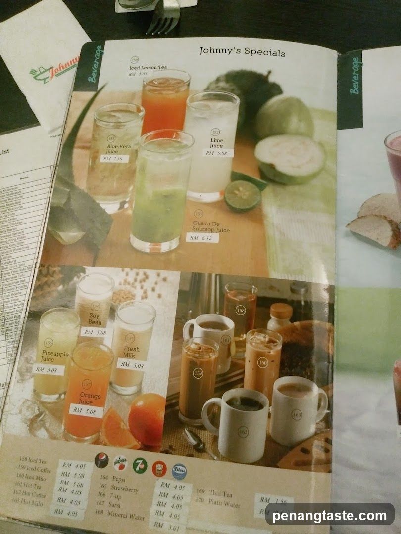 Johnny's Specials Menu Page