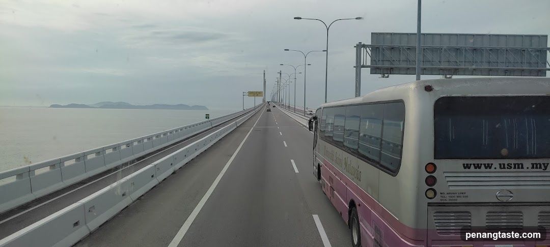 Bus on a bridge