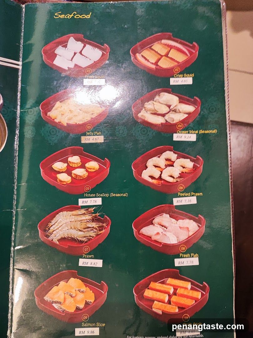 Seafood Menu Page