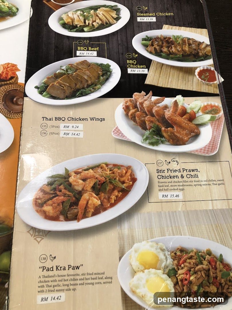 Thai BBQ Chicken Wings & Stir Fried Prawn Menu