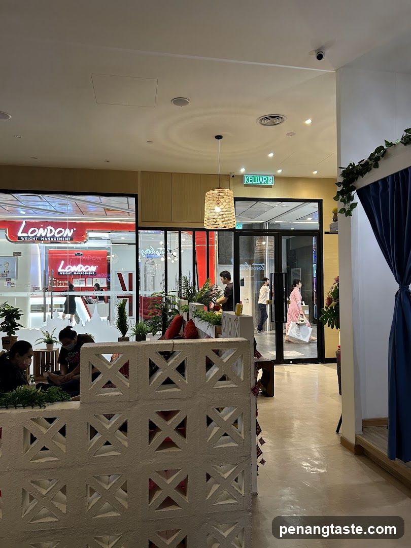 Interior of a commercial space with shop entrance