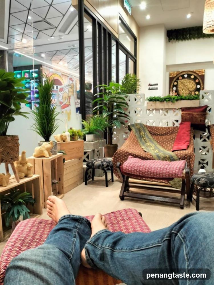 Relaxing Interior Space with Plants and Comfortable Seating