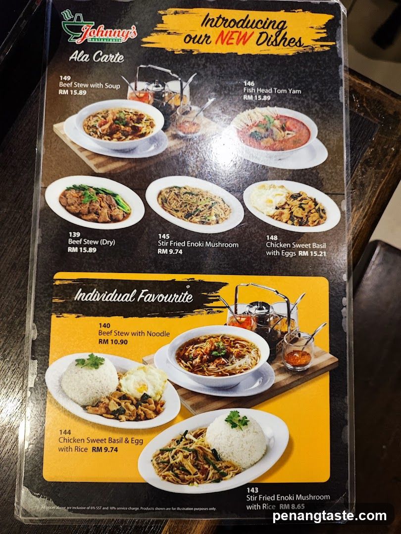Johnny's University Menu