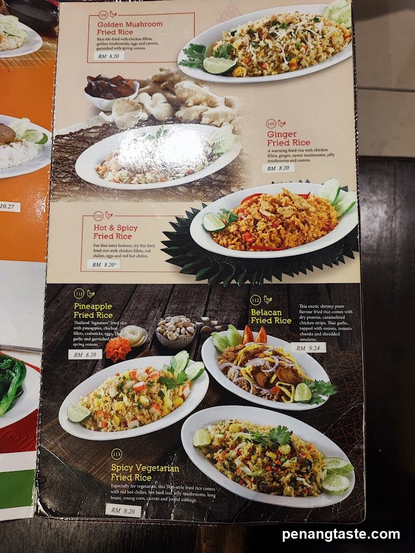 Fried Rice Menu Page