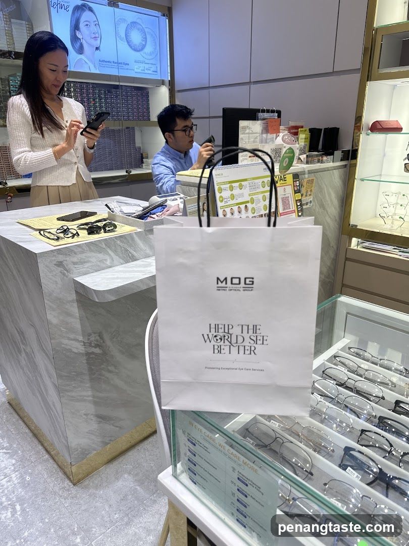 Optical Shop Interior with Shopping Bag
