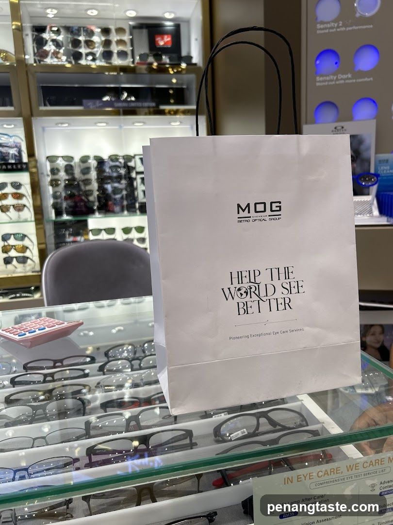 Optical Shop Interior with Shopping Bag