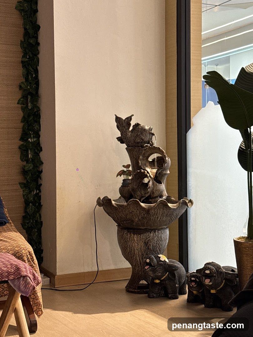Indoor Decor Scene with Fountain and Elephant Statues