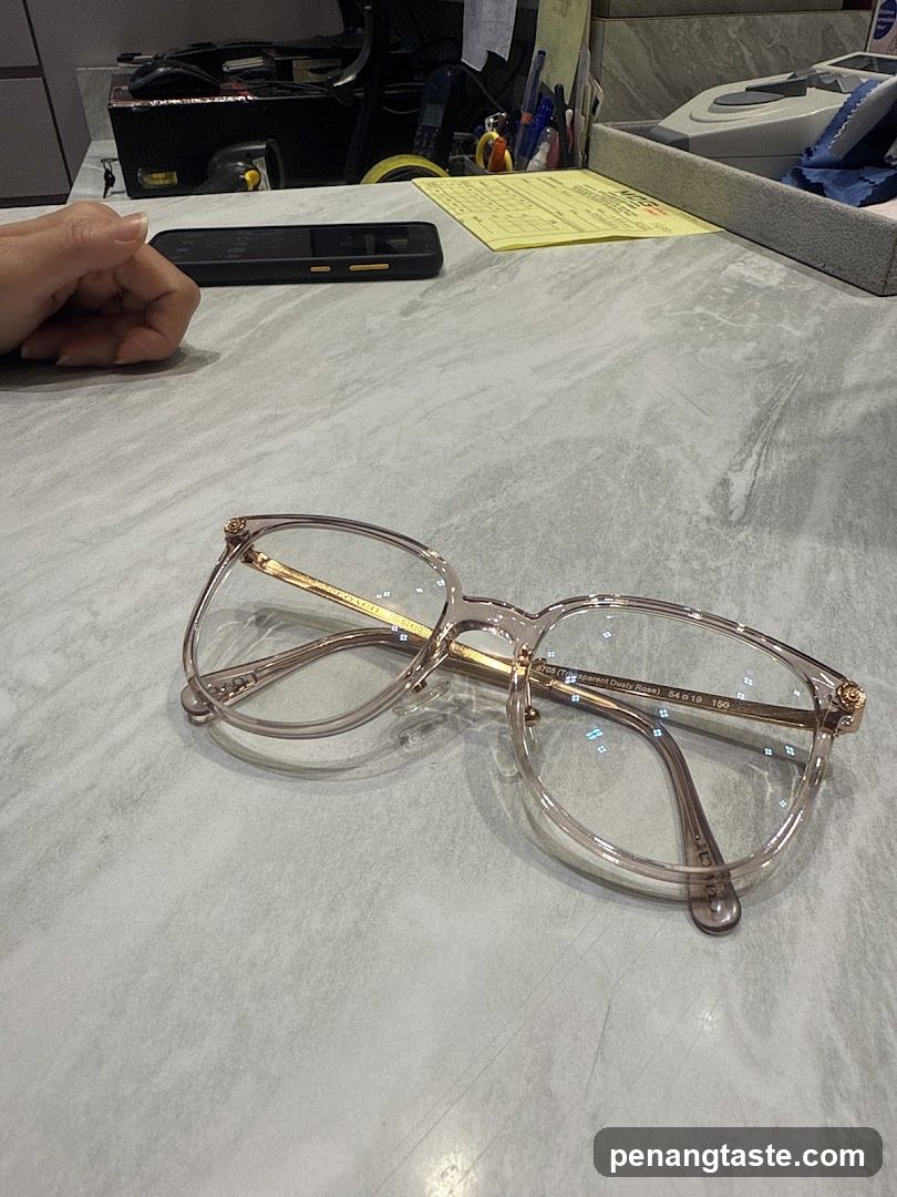 Eyeglasses on a counter
