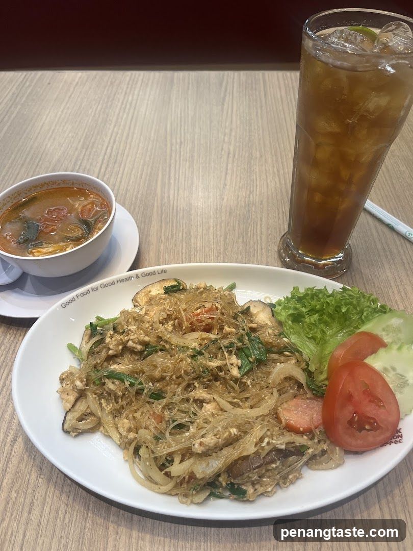 Thailand-style meal with noodles and soup