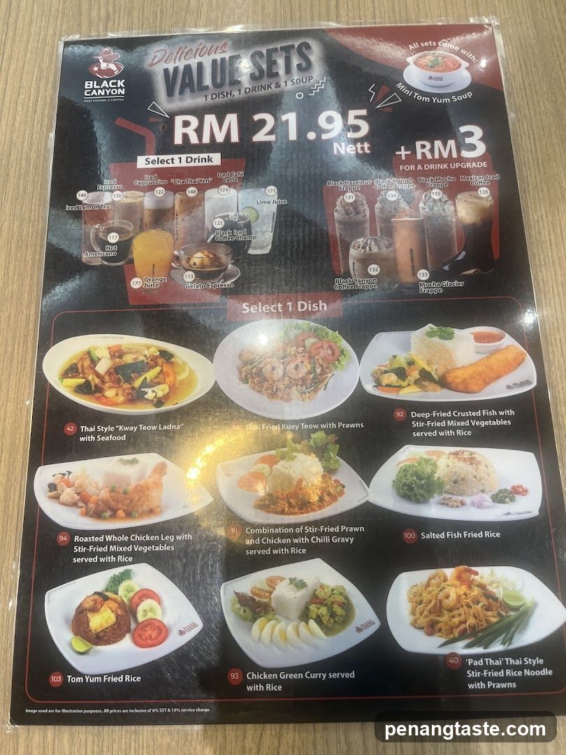 Black Canyon Value Sets Menu
