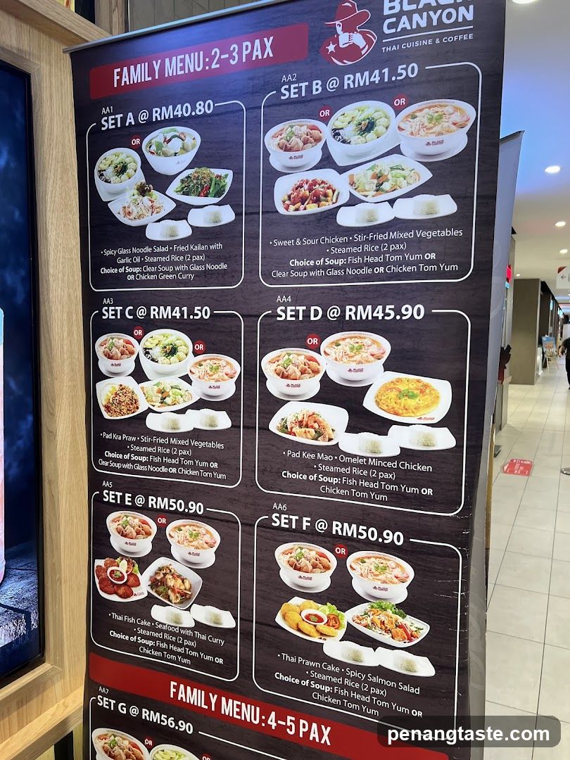 Black Canyon Thai Cuisine & Coffee Family Menu