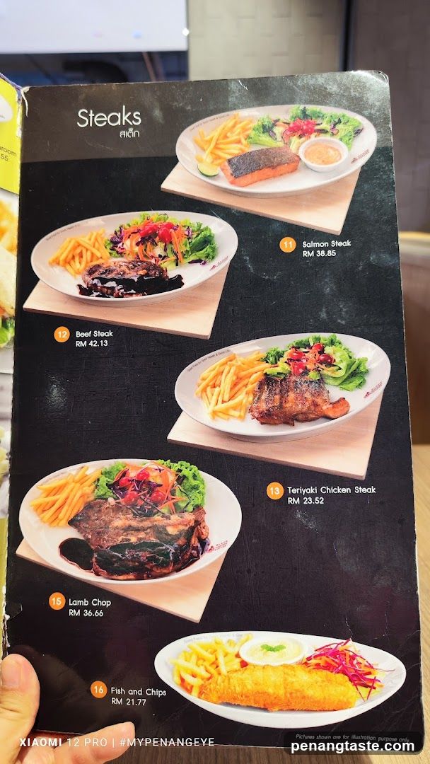Steaks Menu Page