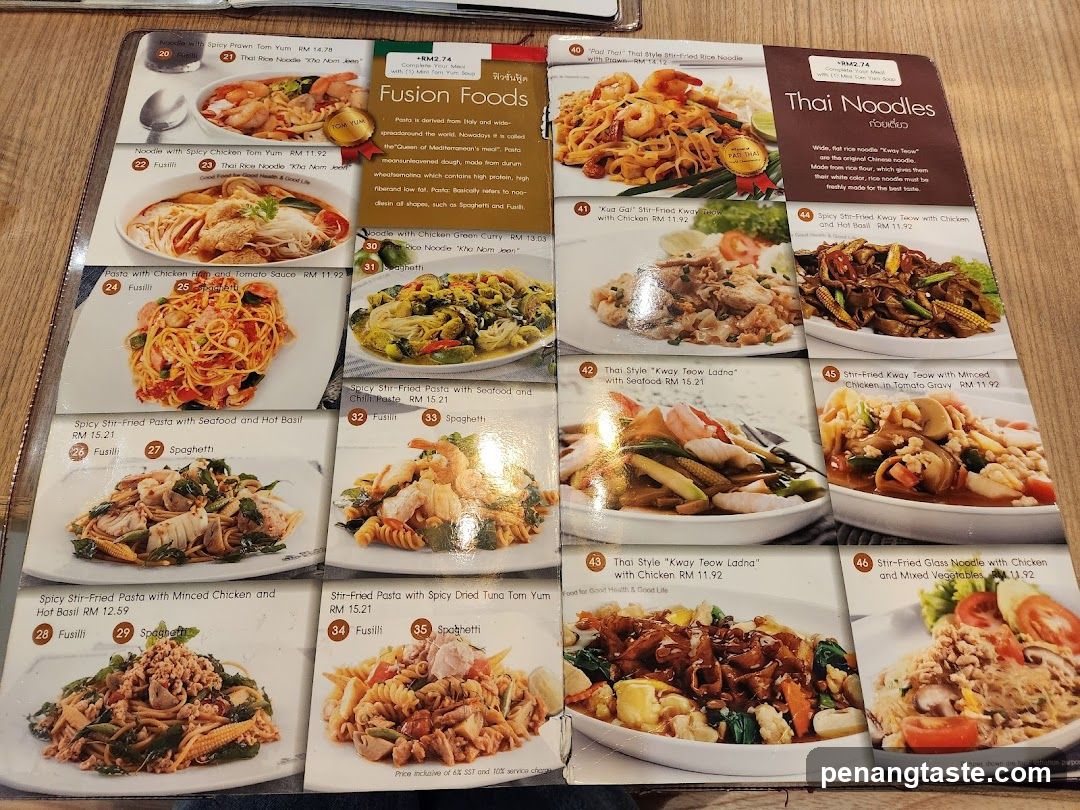 Fusion Foods & Thai Noodles Menu
