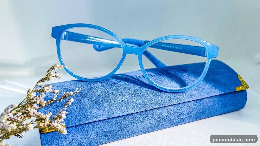 Blue Eyeglasses on Case