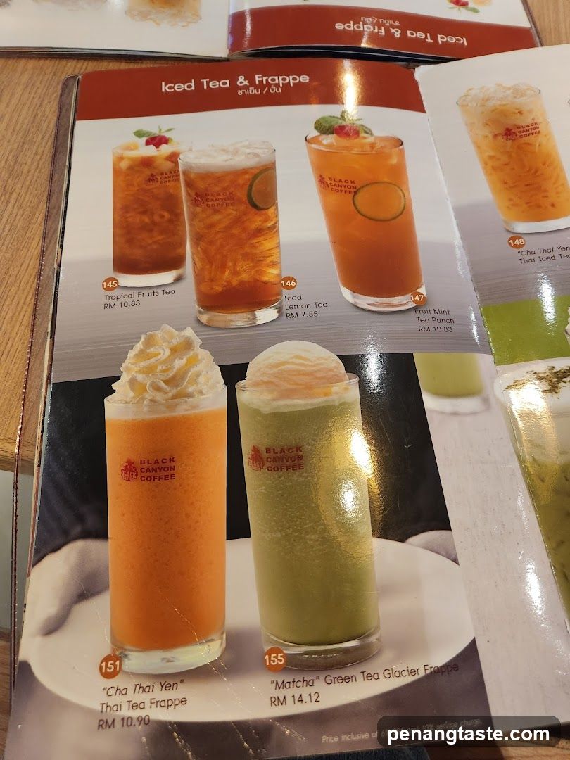 Iced Tea & Frappe Menu Page