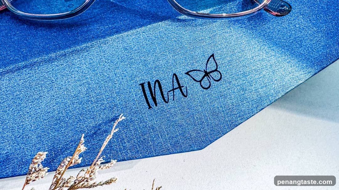 Blue Fabric with Logo and Glasses