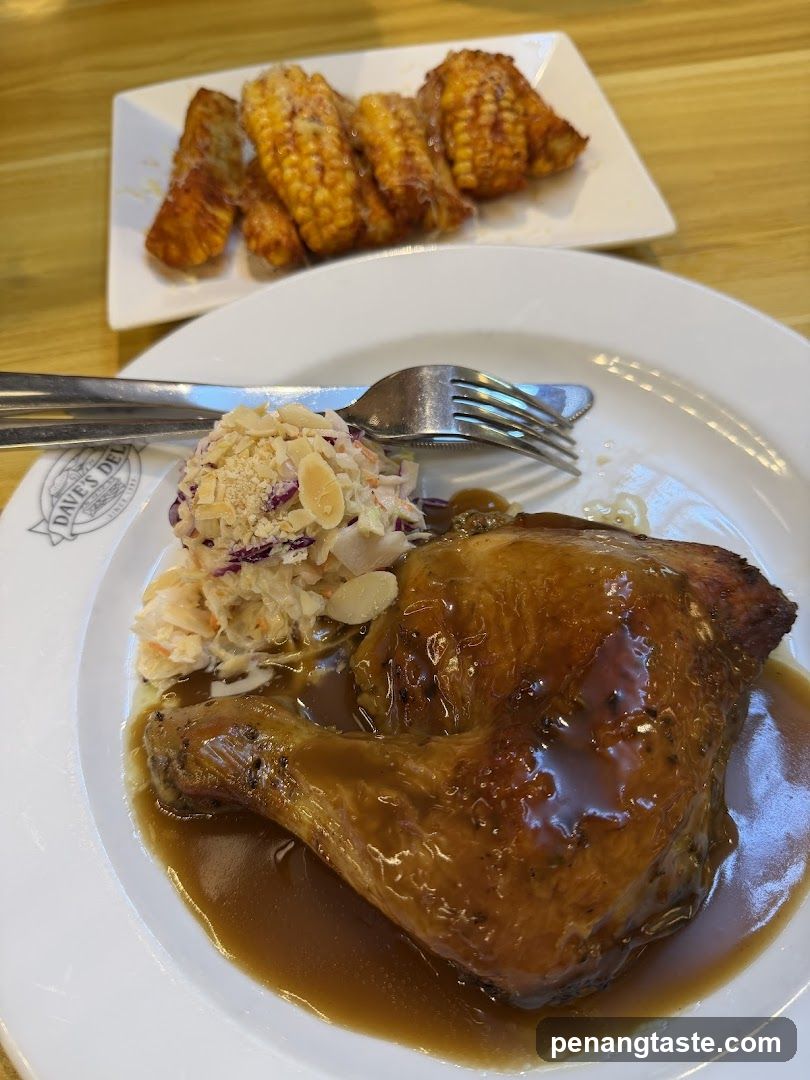 Roasted Chicken with Coleslaw and Corn