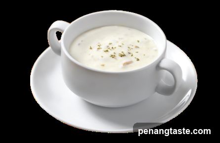 Creamy Soup in White Cup and Saucer