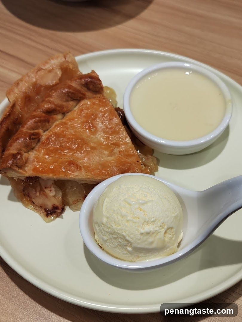 Apple Pie with Ice Cream and Custard