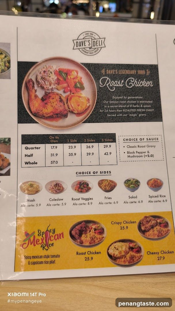Dave's Deli Menu Page