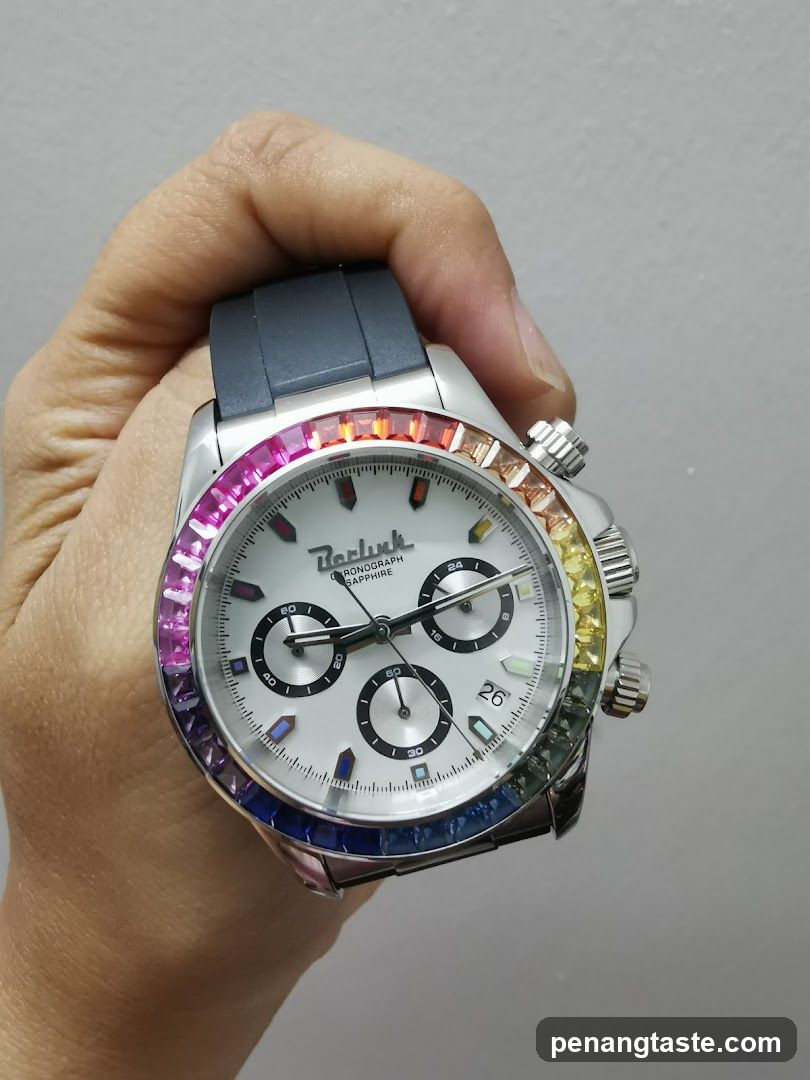Watch with Rainbow Bezel