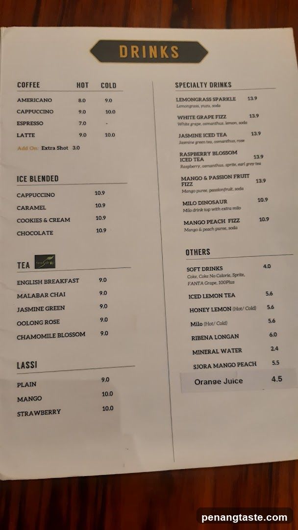 Drinks Menu