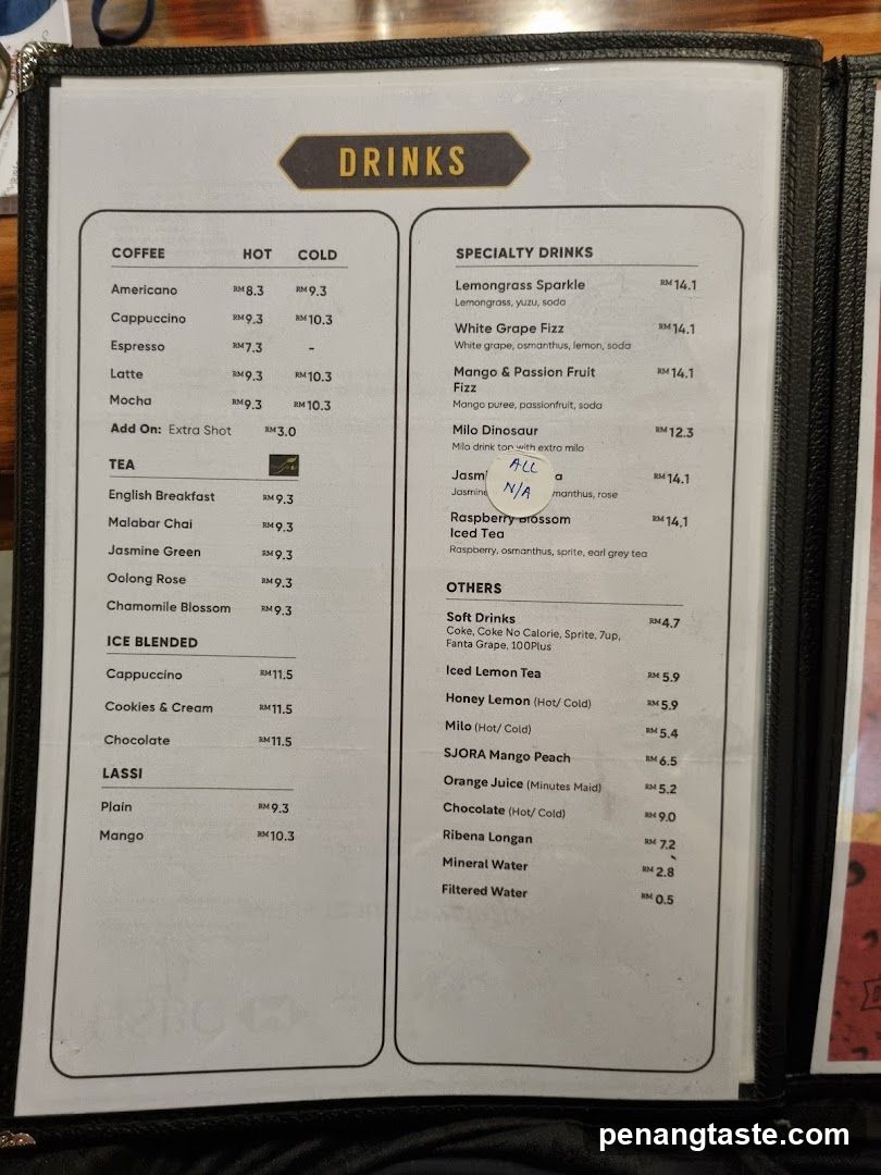 Drinks Menu