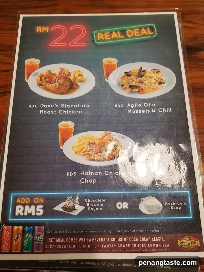Dave's Delight Menu