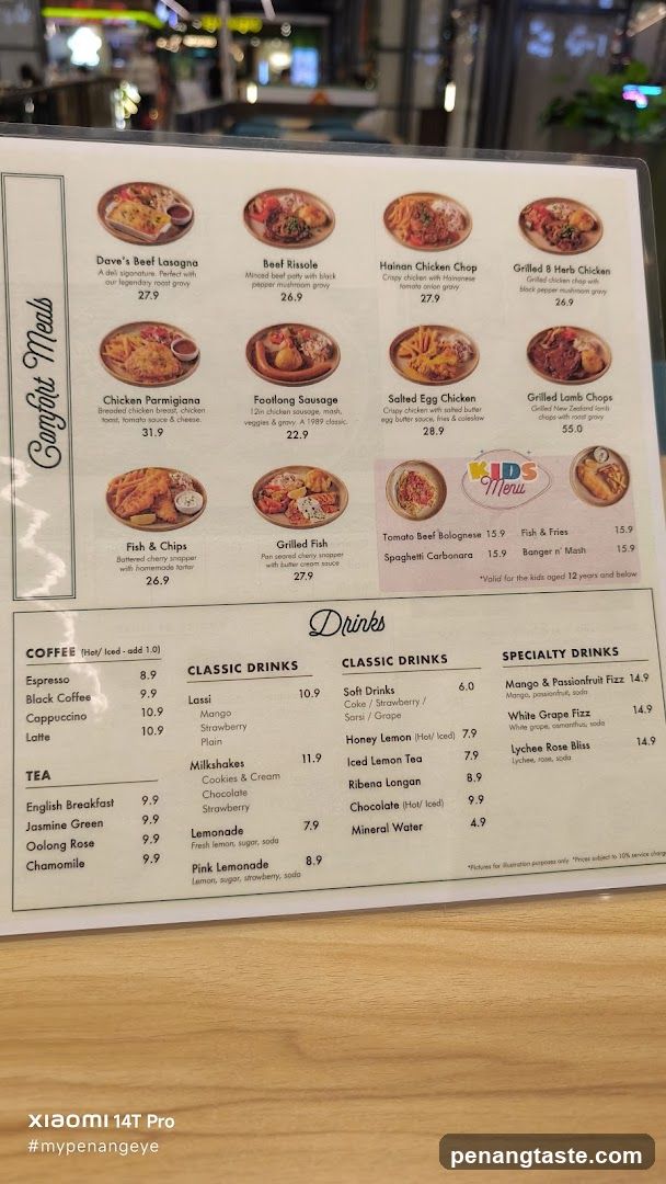 Sunlight Meals & Drinks Menu