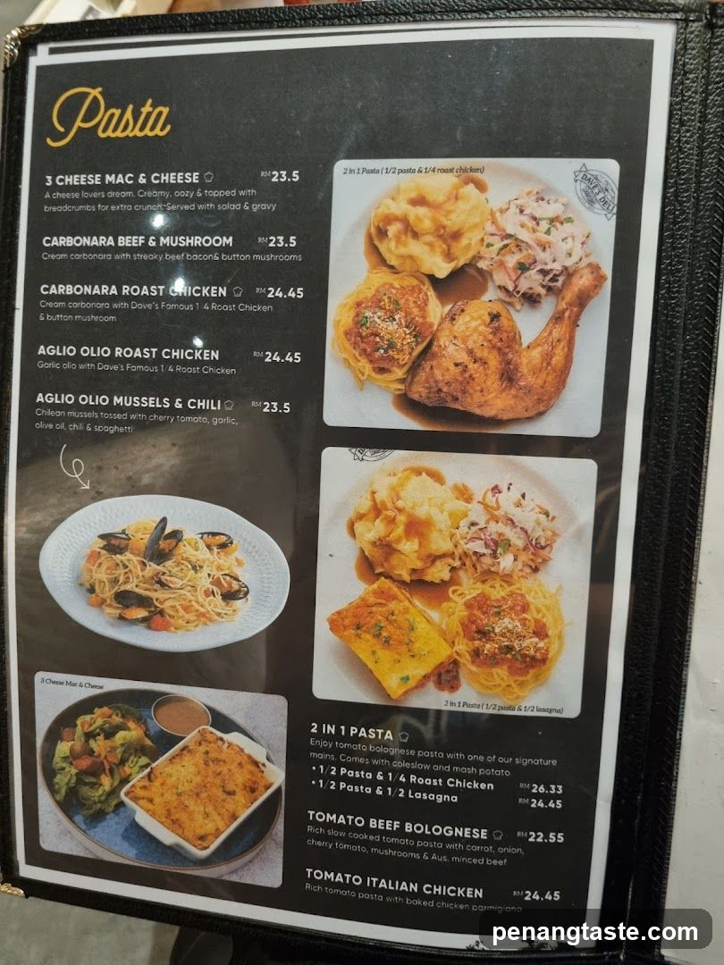 Pasta Menu Page