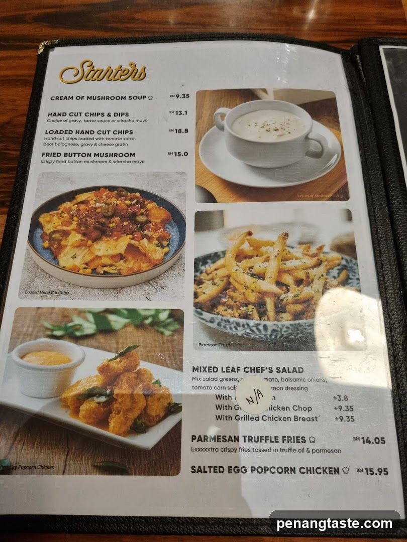 Starters Menu Page