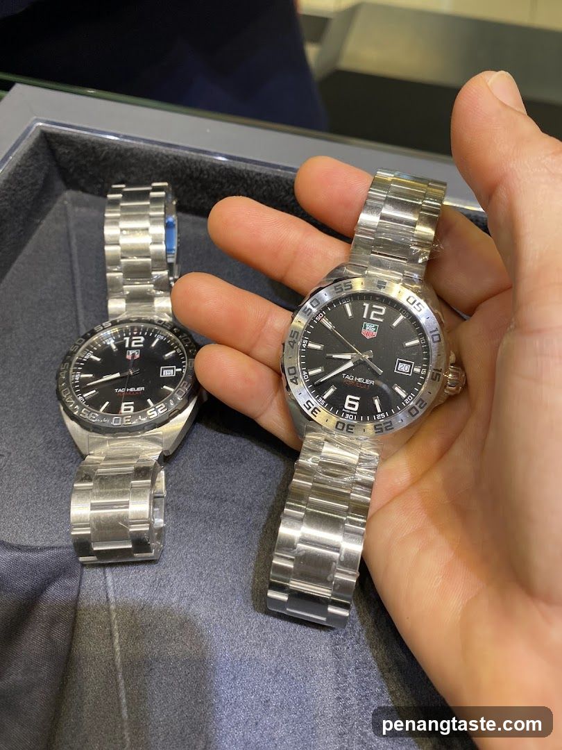 Tag Heuer watches in display case