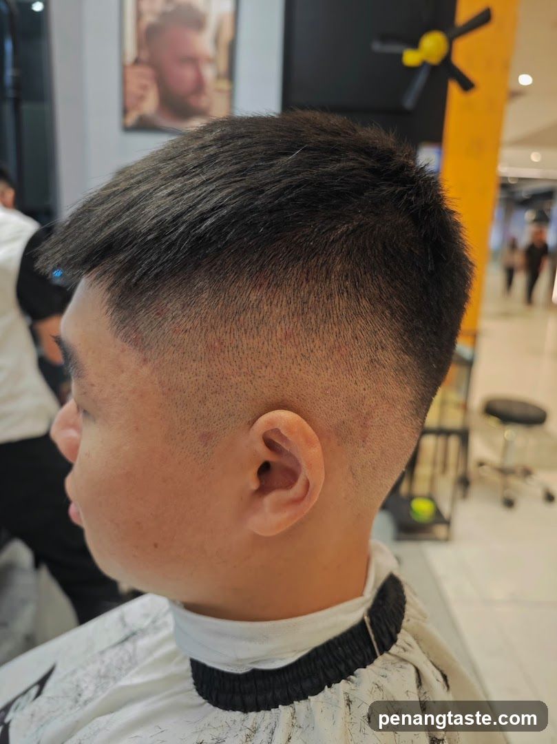 Haircut in salon interior