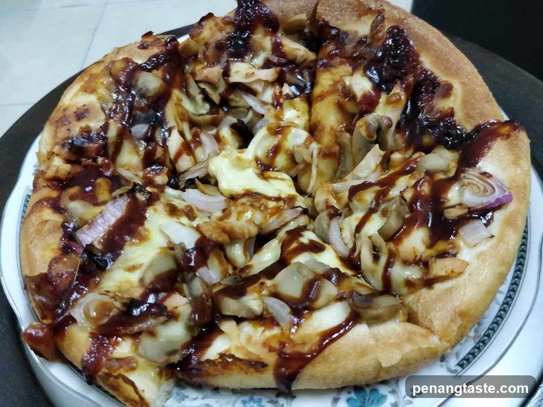 Pizza with BBQ Sauce and Toppings