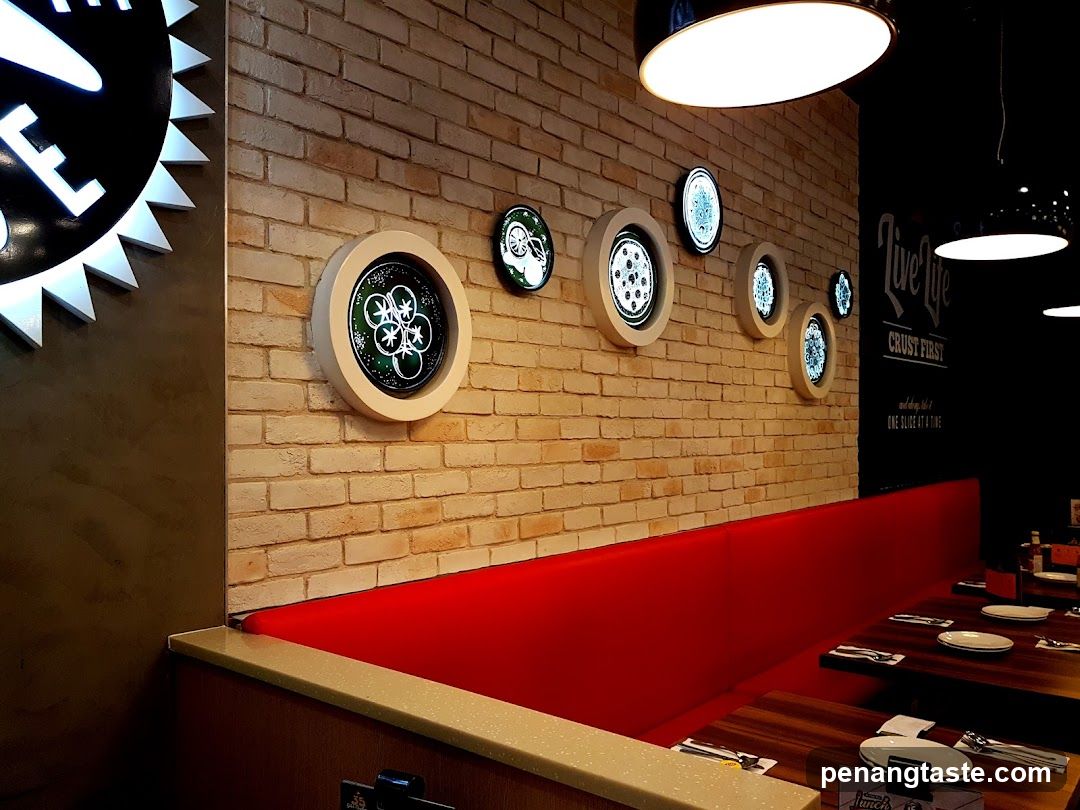 Restaurant Interior with Brick Wall Decor