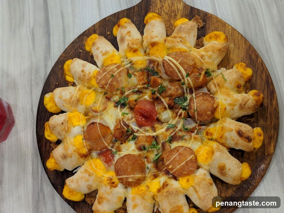 Sausage and Cheese Pizza on Wooden Board