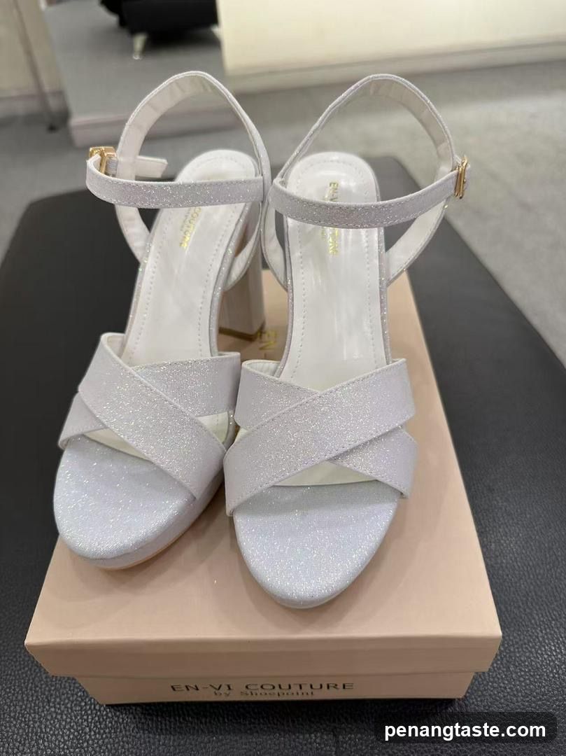 Silver Heeled Sandals on Shoebox