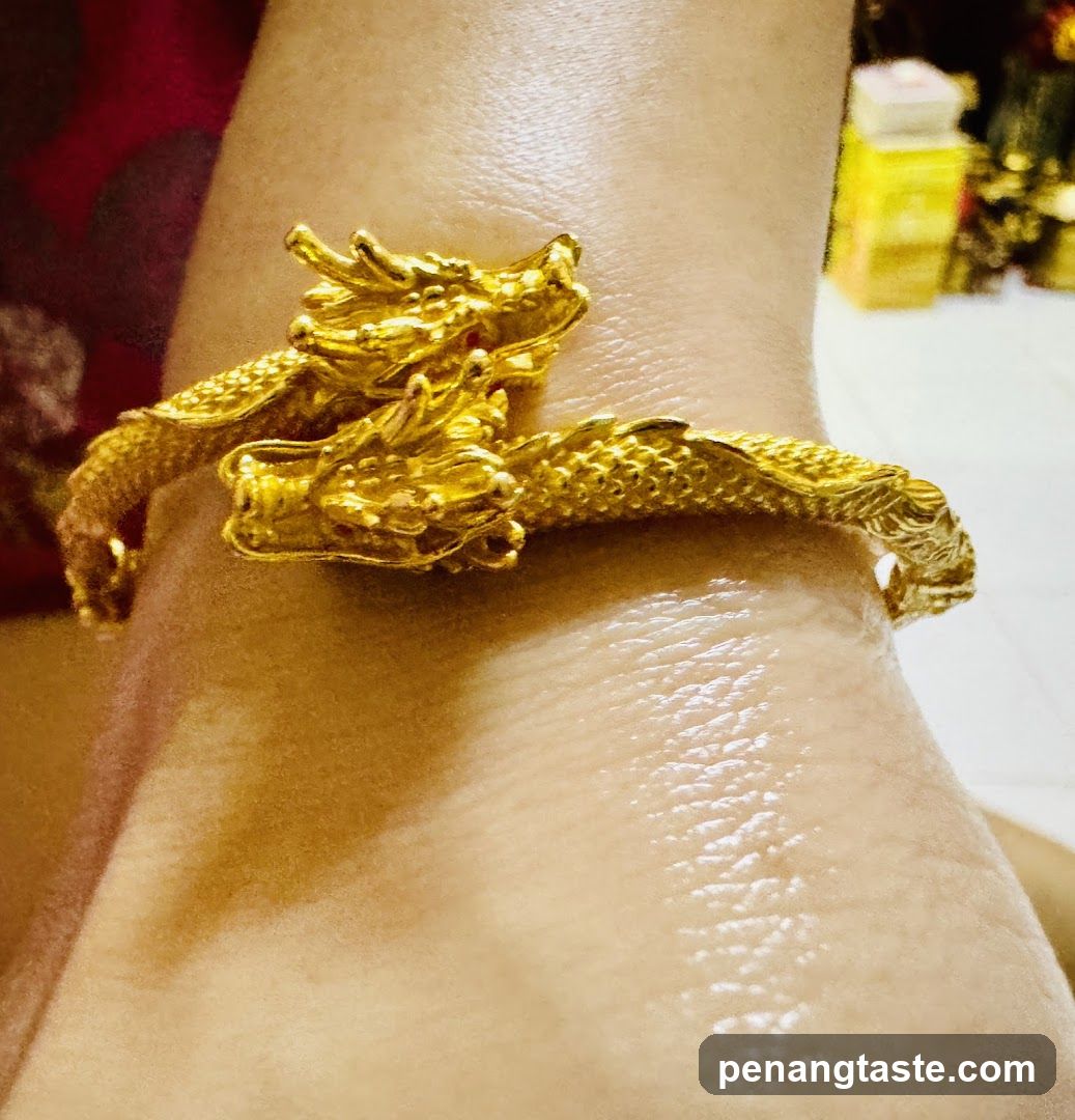 Golden Dragon Bracelet on Wrist