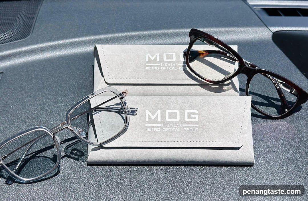 Eyewear on car dashboard