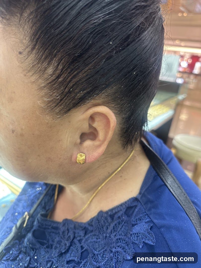 Gold Earring Close-up