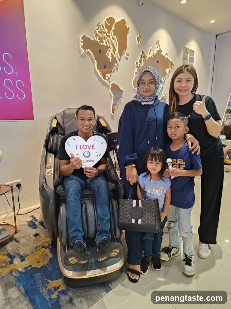 Family in Massage Chair