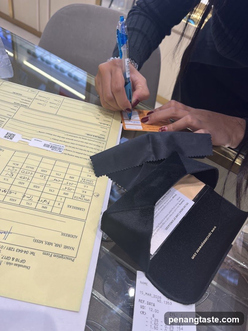 Optician's Prescription Form and Glasses Case
