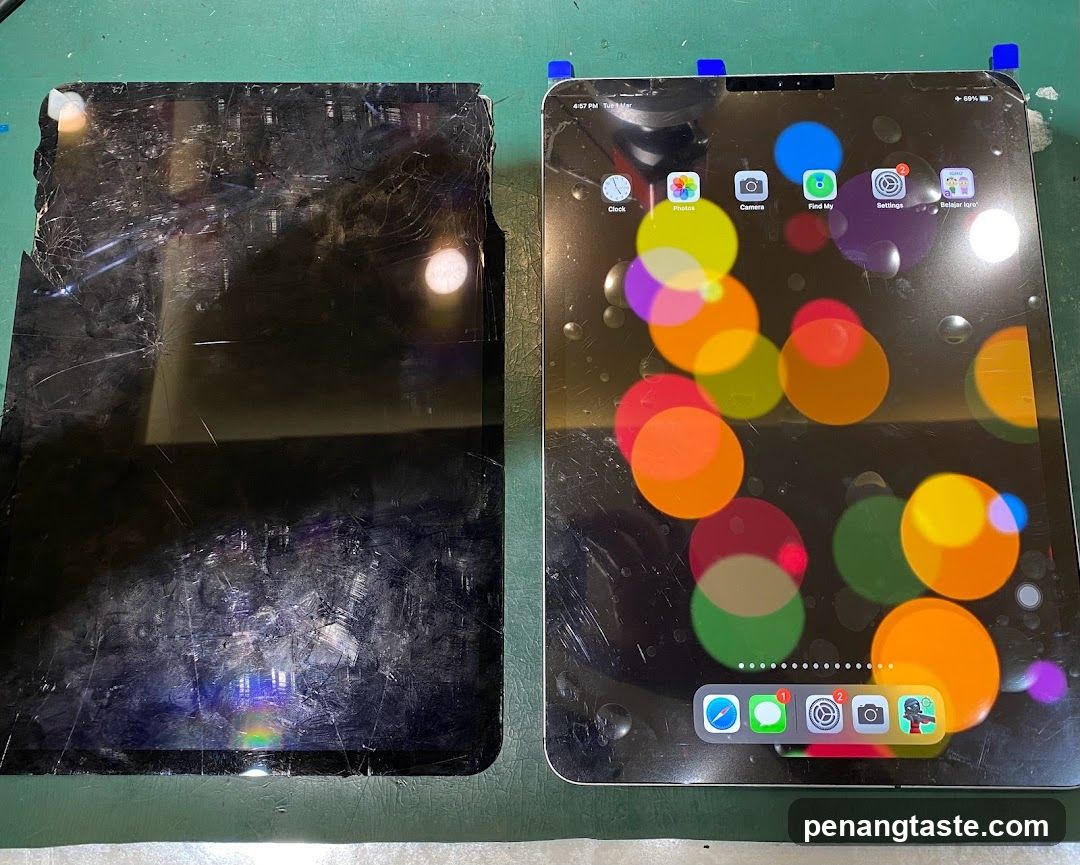 Damaged Tablet Screen Repair Before and After